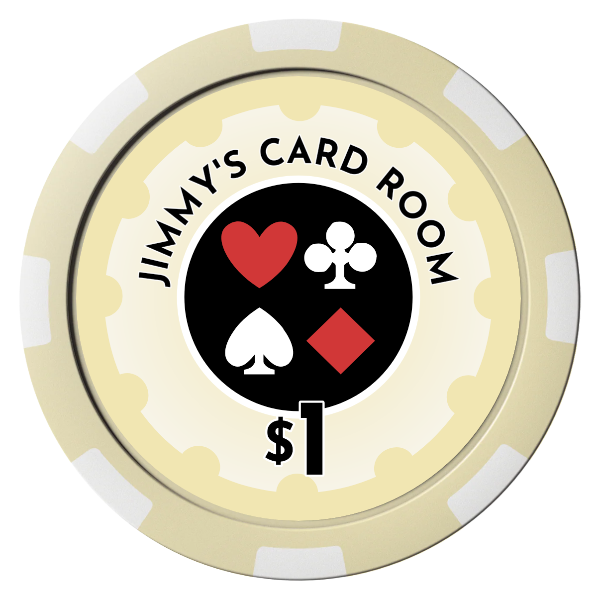 Your Four Suits Composite Poker Chips - Ivory / 8 Spot - Front