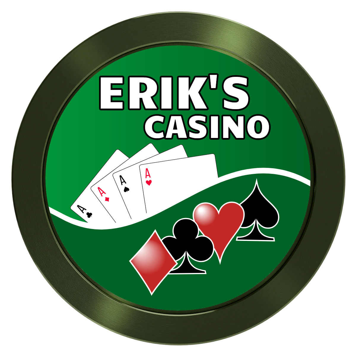 Erik's Casino Aluminum Poker Chips - Green - Front