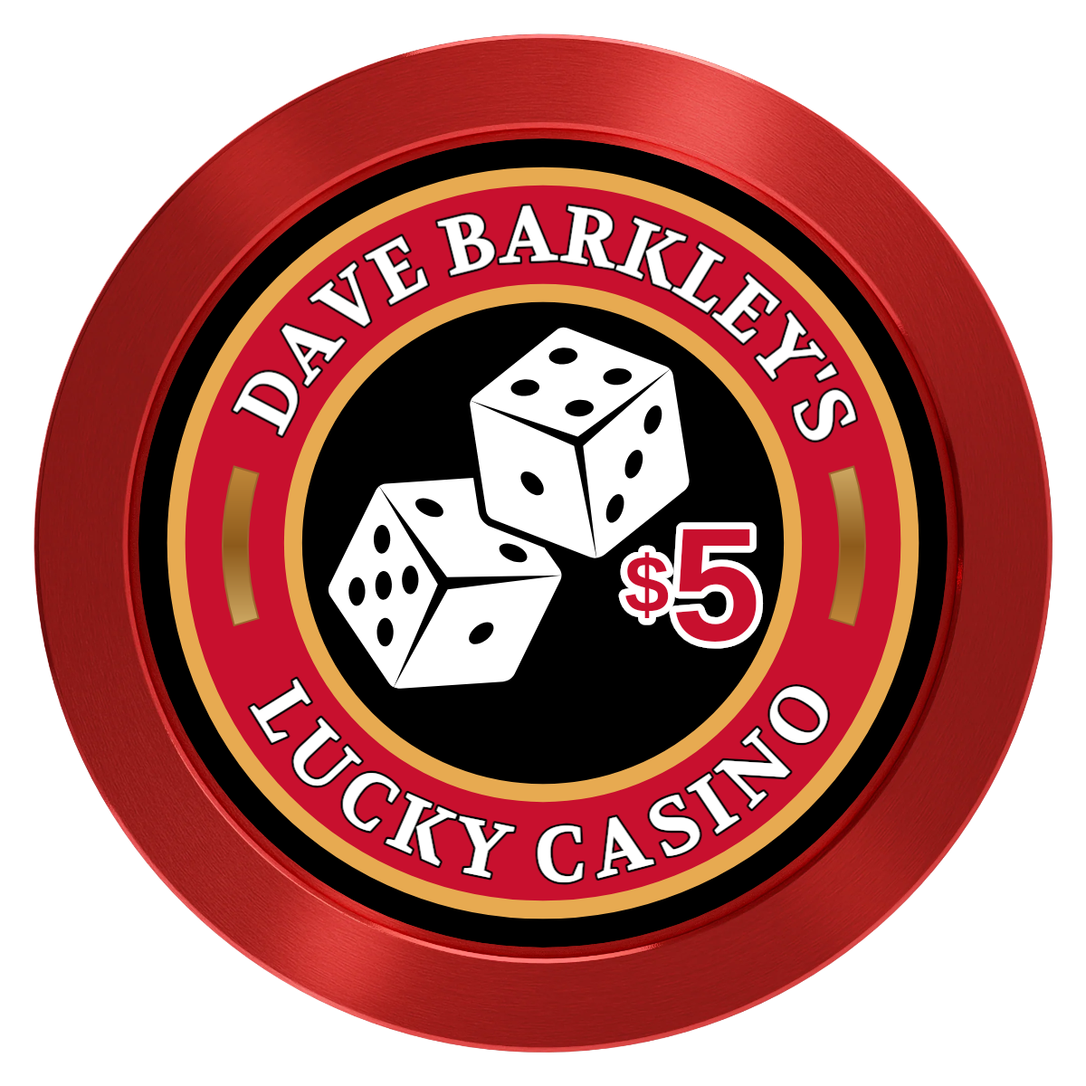 Dave's Lucky Casino Aluminum Poker Chips - Red - Back