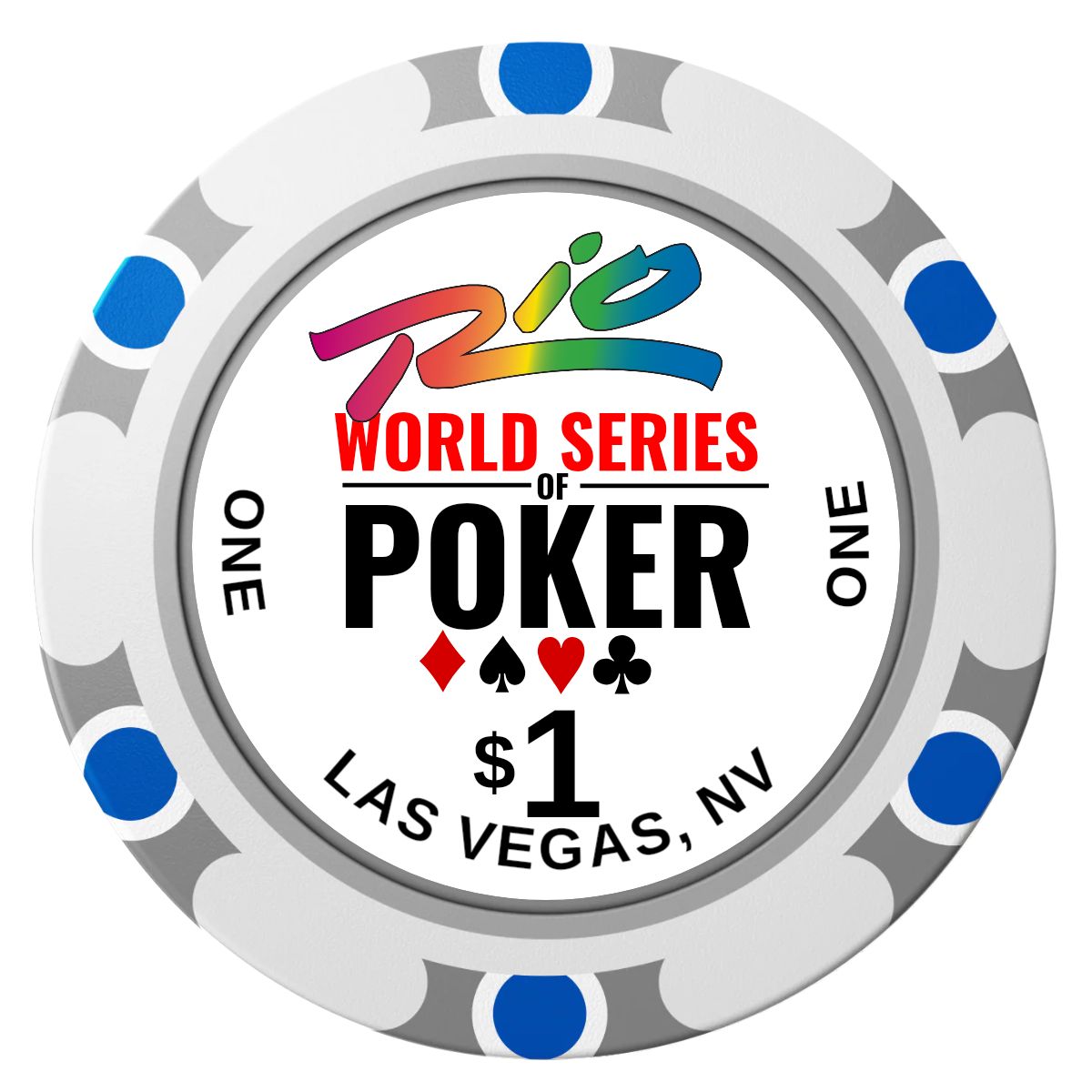 WSOP Clay Poker Chips - White / Monte Carlo / 40mm - Front