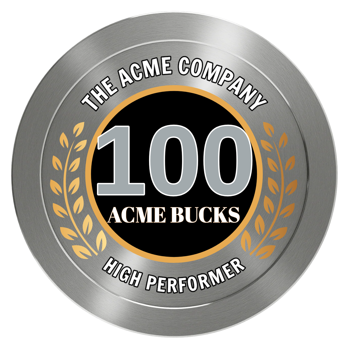 Achievement Wreath Aluminum Poker Chips - Silver - Front