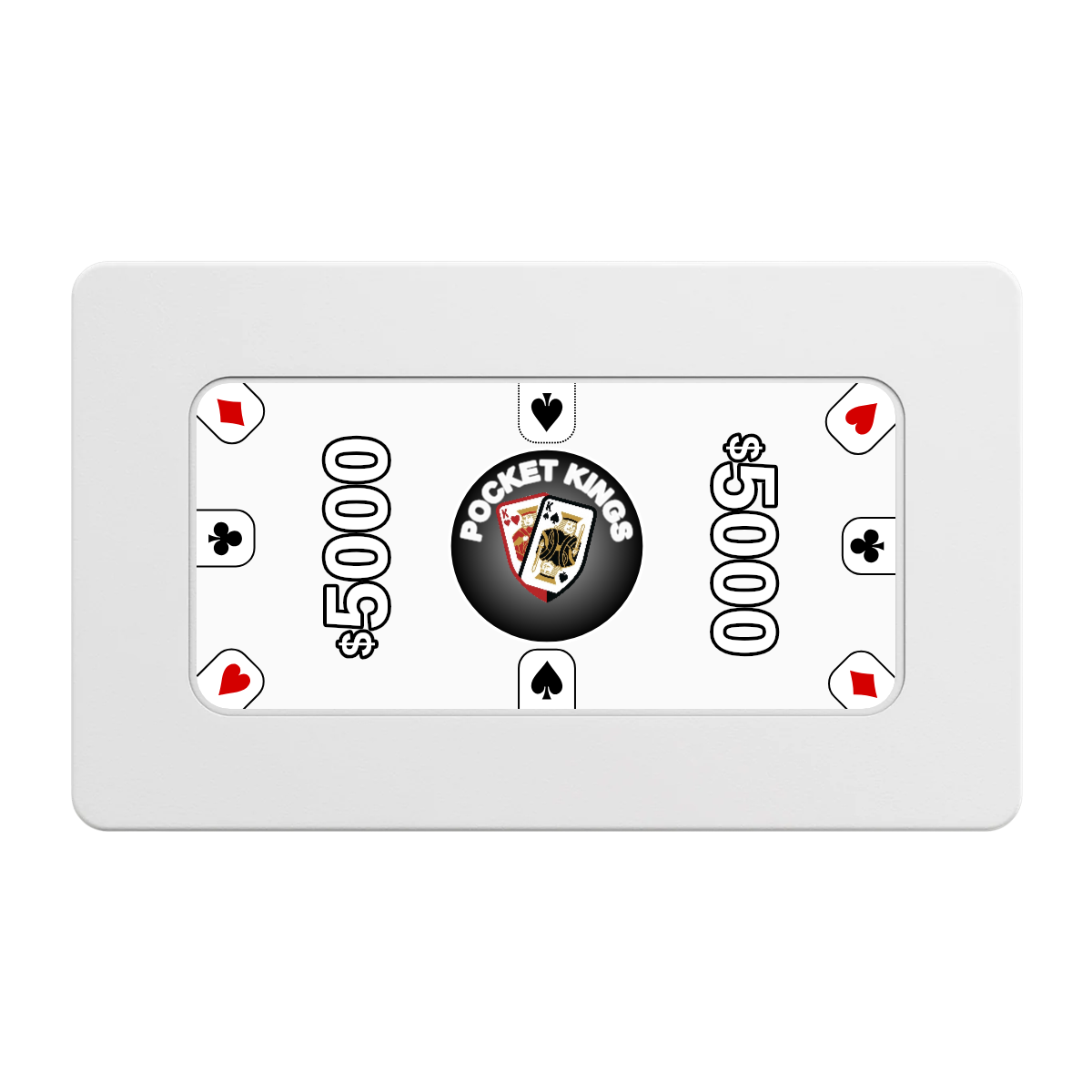 Pocket Kings Rectangular Poker Chip Plaques - White - Front