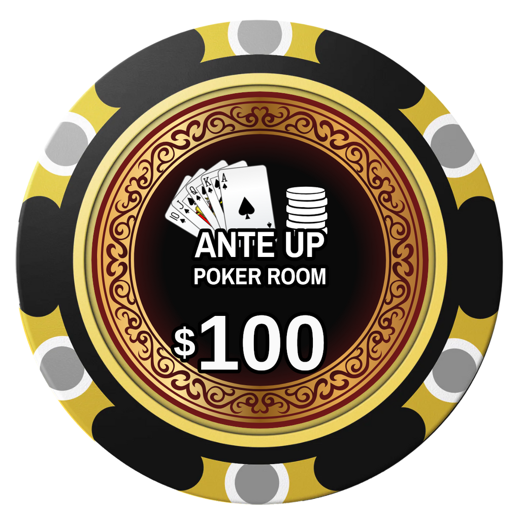 Ante Up Poker Room Clay Poker Chips - Black / Monte Carlo / 40mm - Back