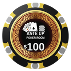Ante Up Poker Room Clay Poker Chips - Black / Monte Carlo / 40mm - Back