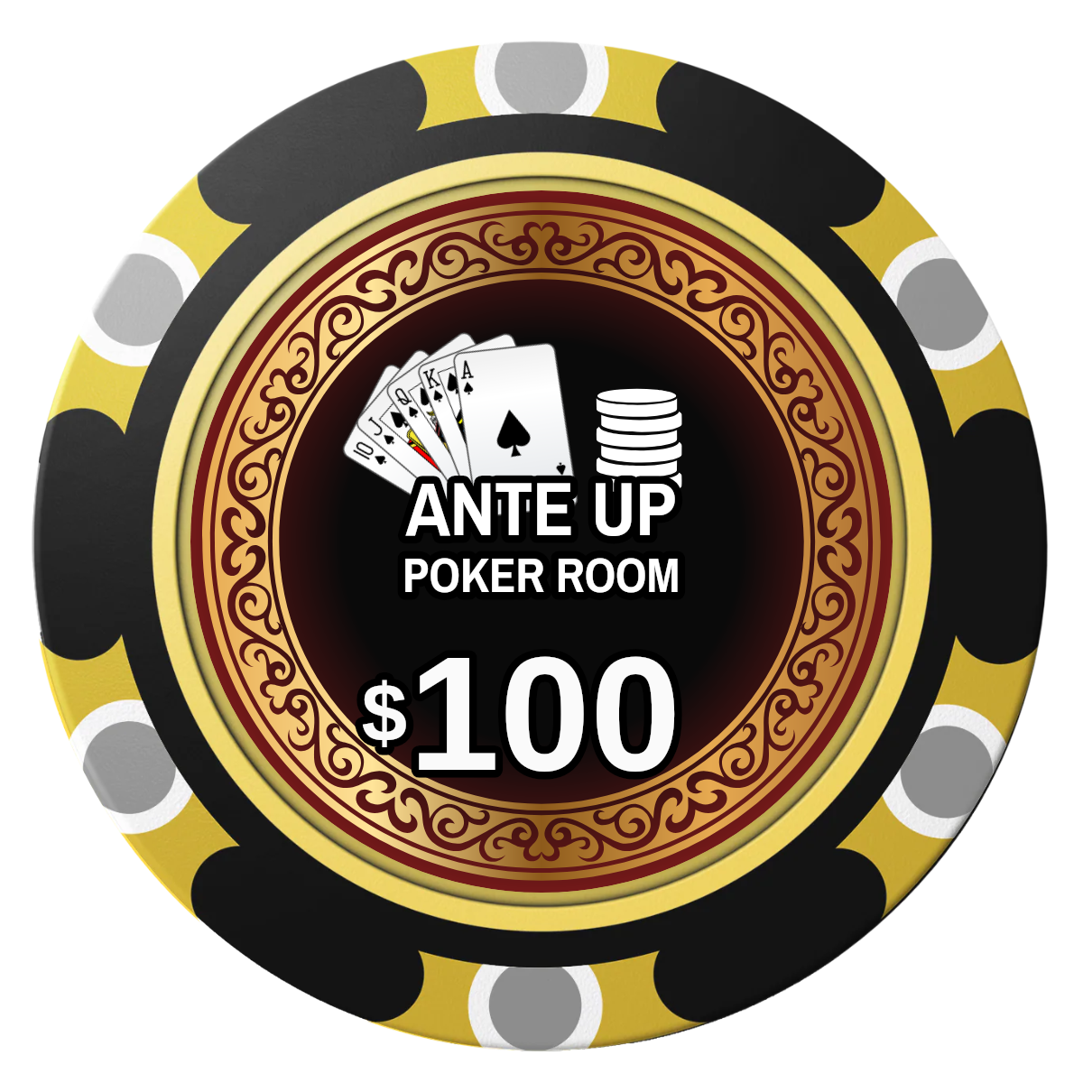 Ante Up Poker Room Clay Poker Chips - Black / Monte Carlo / 40mm - Back