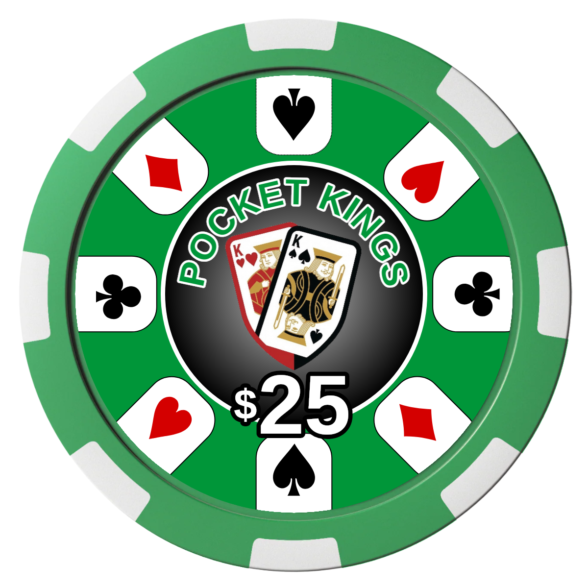 Pocket Kings Composite Poker Chips - Green / 8 Spot - Front