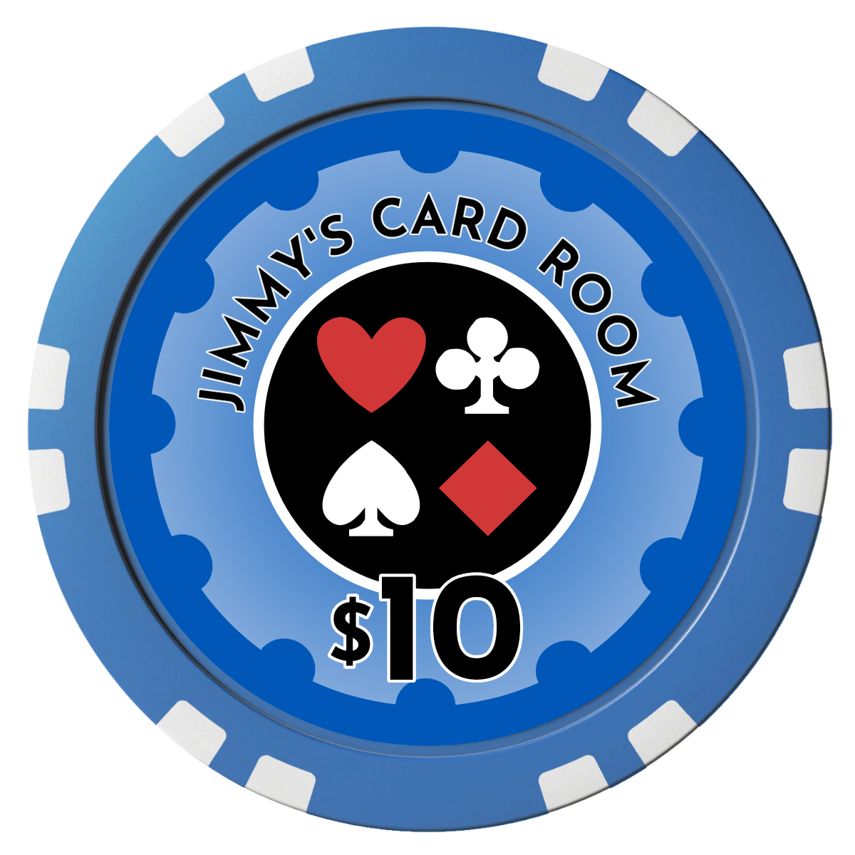 Your Four Suits Composite Poker Chips - Blue / Double Stripe - Front