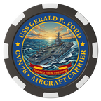 Navy USS Gerald Ford Magnetic Composite Poker Chips - Black / 8 Spot - Front