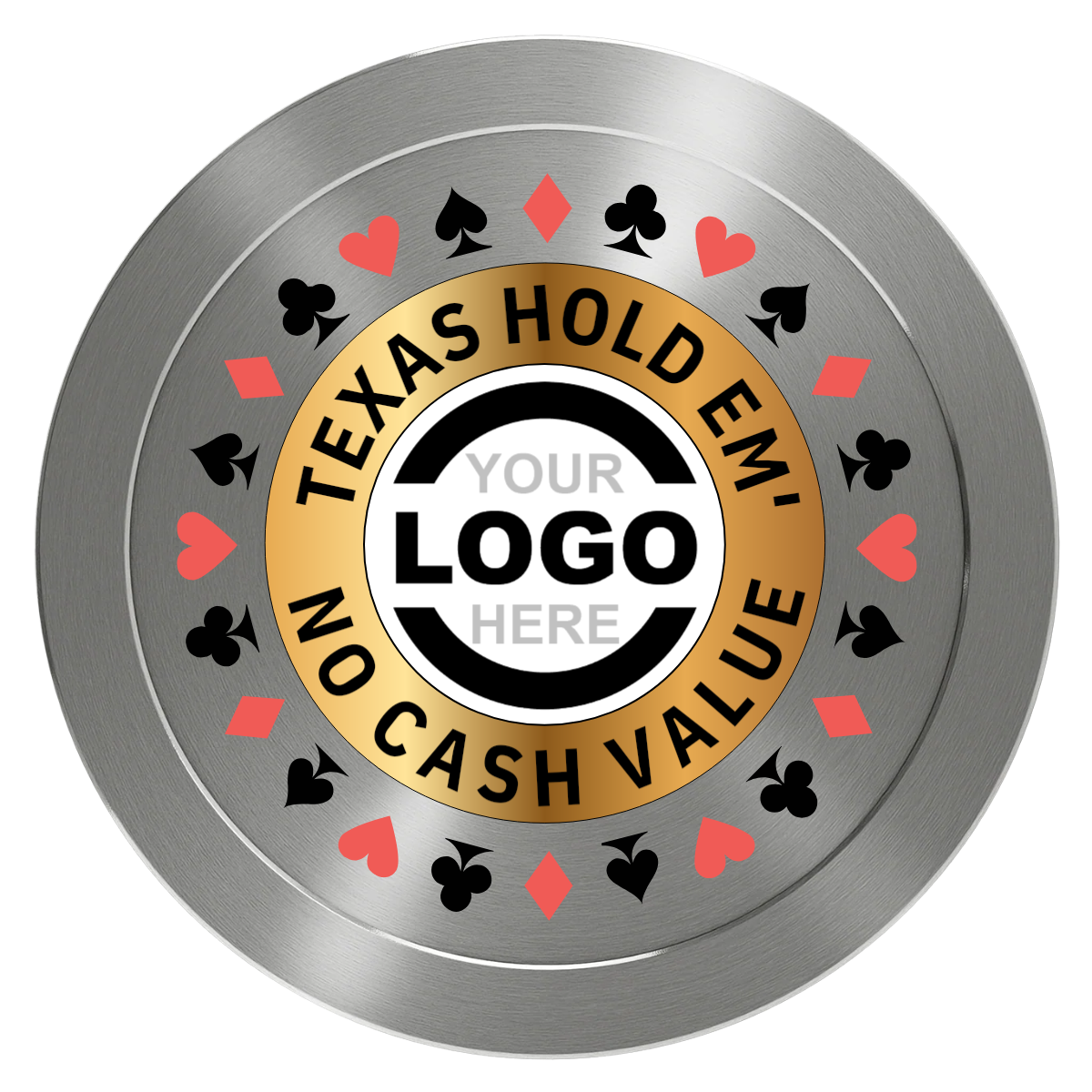 Texas Hold Em' Aluminum Poker Chips - Silver - Back