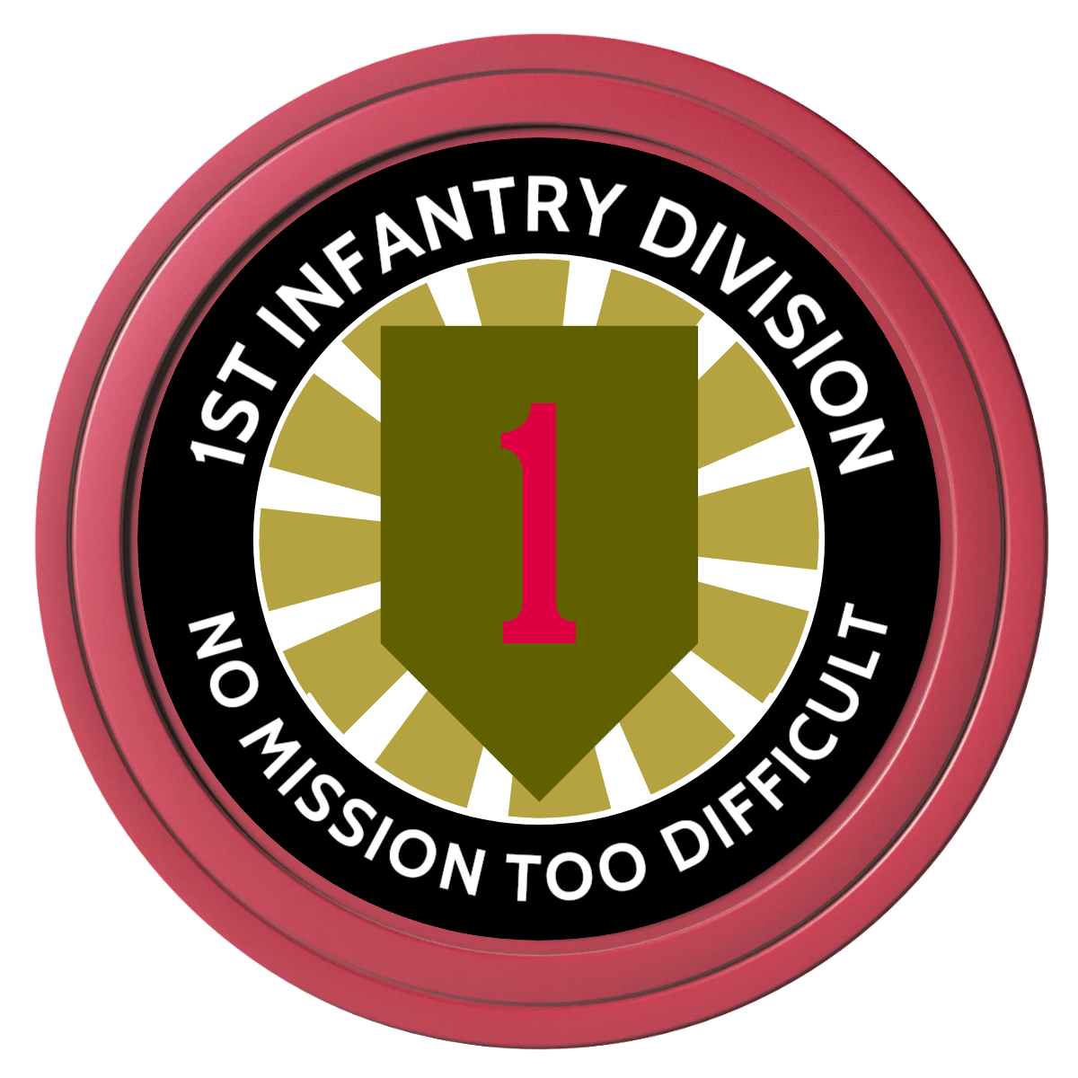1st Infantry Division Composite Poker Chips - Red / Solid - Front