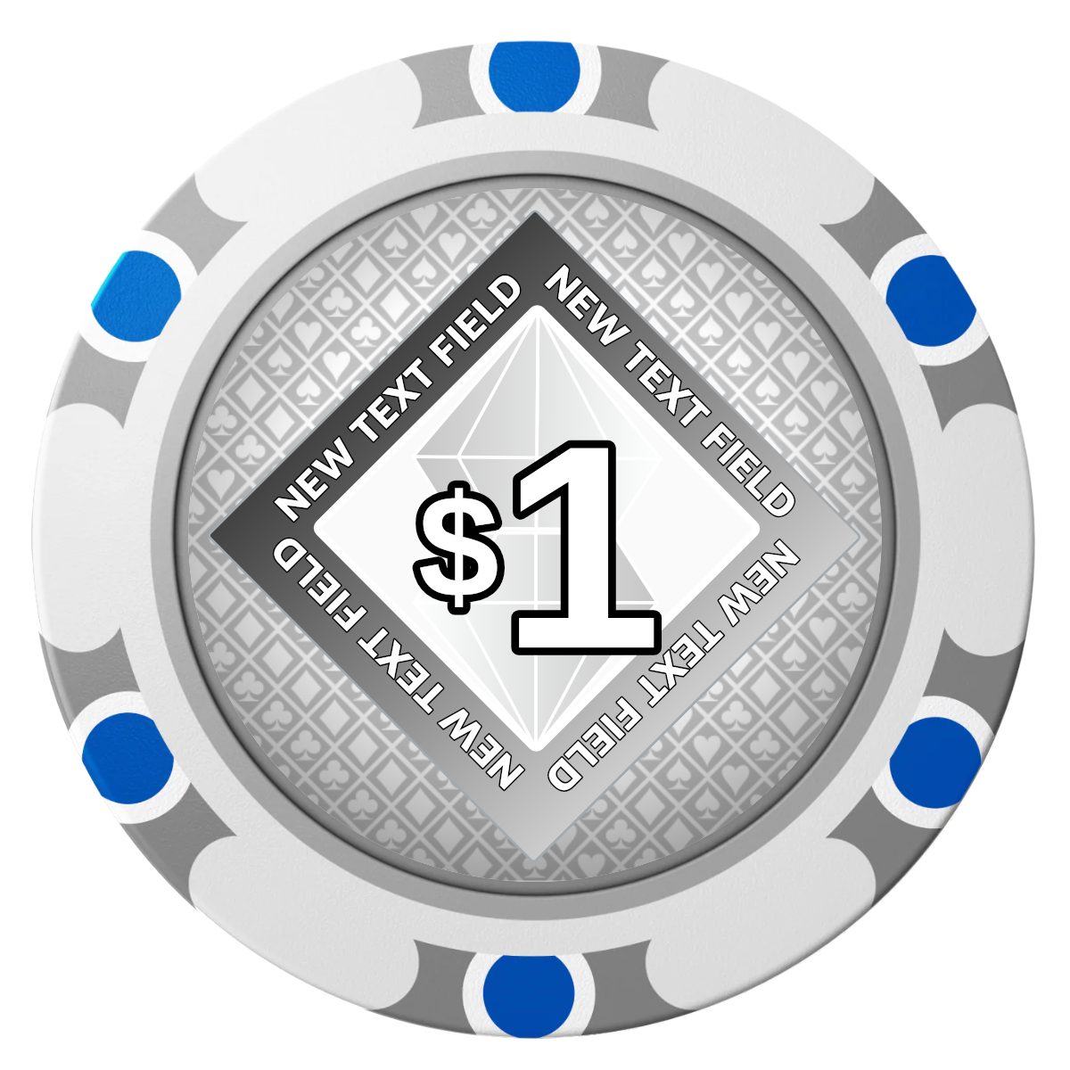 Diamond in the Rough Clay Poker Chips - White / Monte Carlo / 40mm - Front