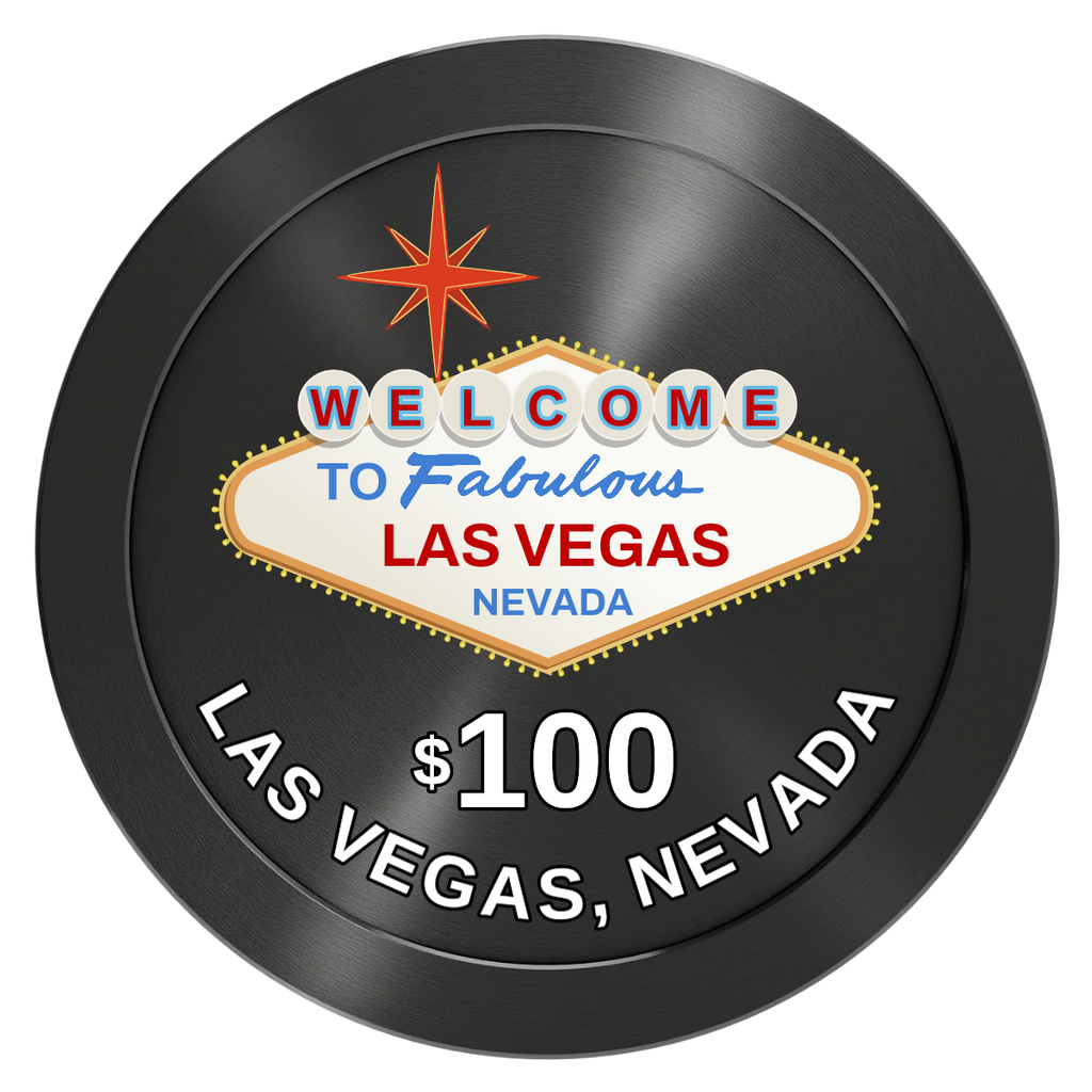 Vegas Sign Aluminum Poker Chips - Black - Back