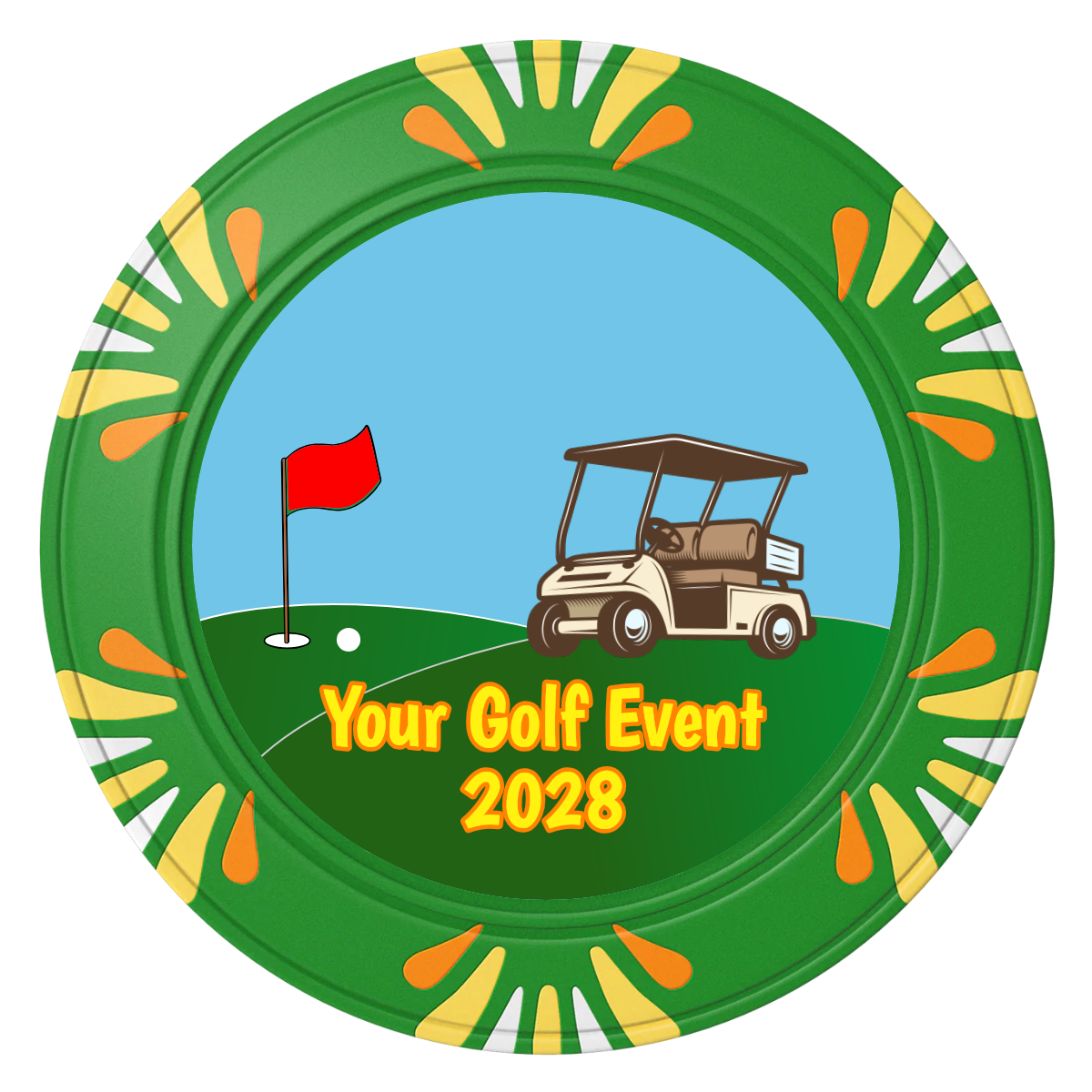 Going Golfing Today Clay Poker Chips - Green / Macau / 40mm - Front