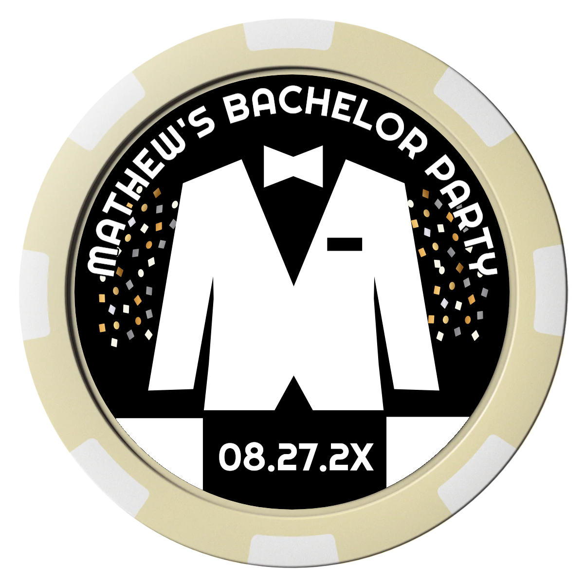 Bachelor No More Bowtie Magnetic Composite Poker Chips - Ivory / 8 Spot - Back