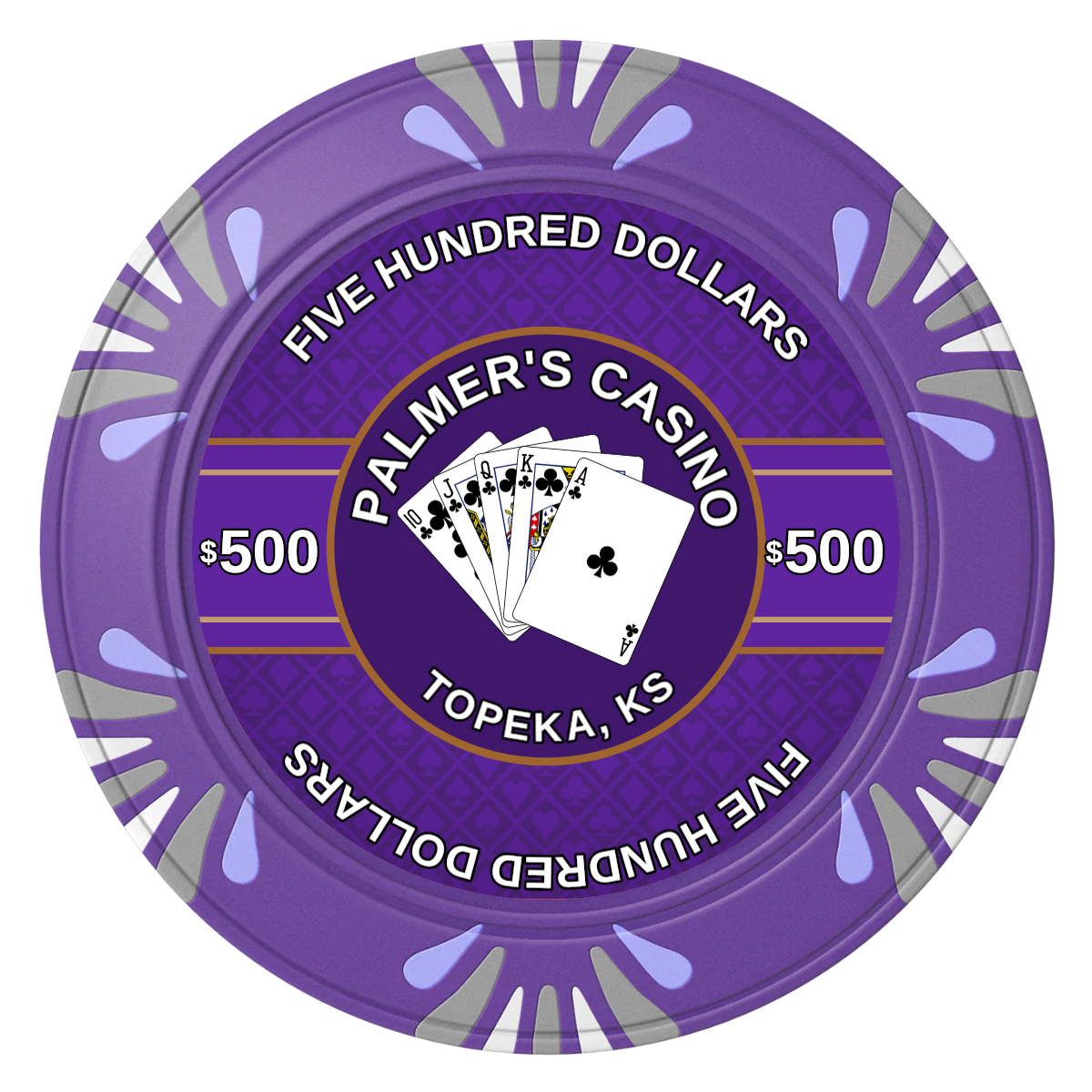 Palmer's Casino Clay Poker Chips - Purple / Macau / 40mm - Front