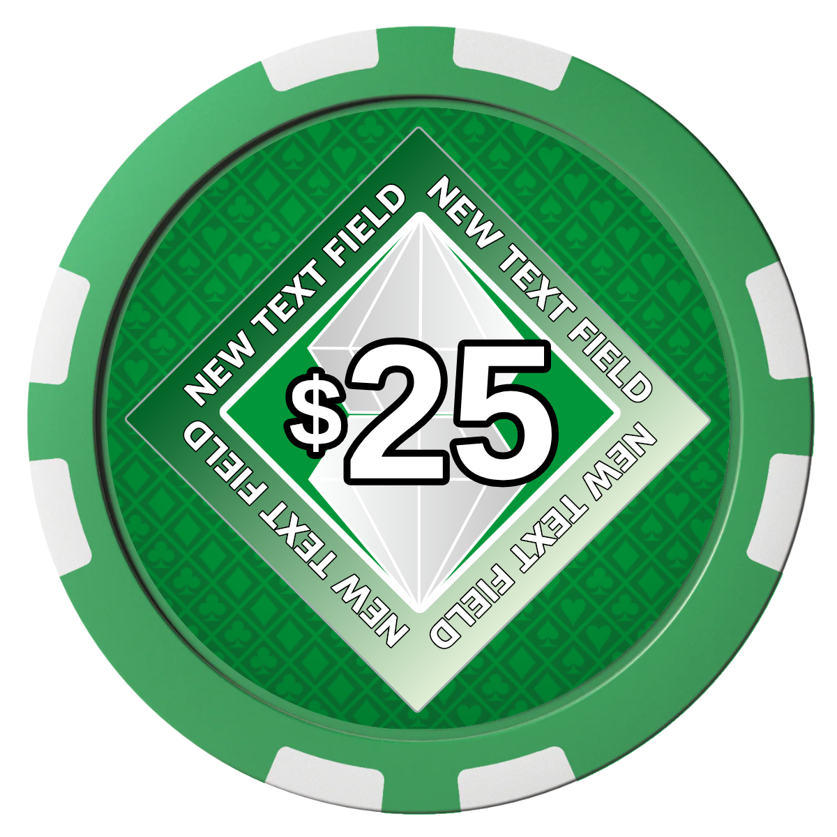 Diamond in the Rough Composite Poker Chips - Green / 8 Stripe - Front