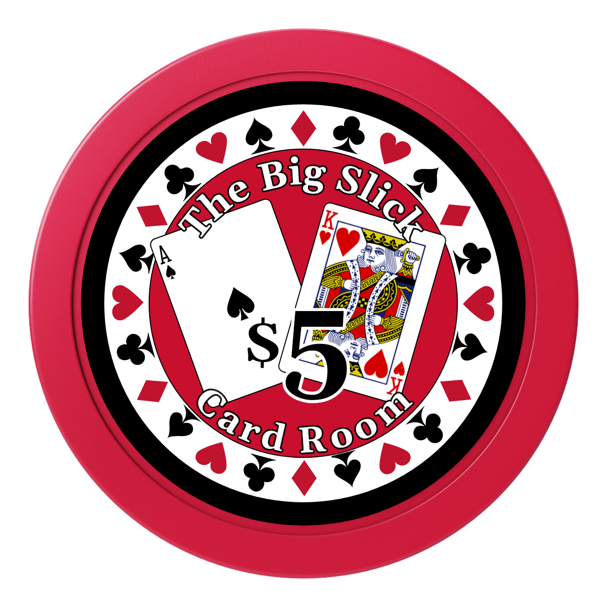 AK Big Slick 2" Oversized Poker Chips - Red - Back