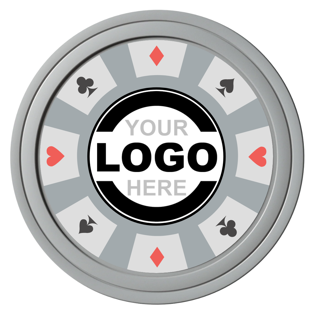Suit 8 Your Logo Composite Poker Chips - Gray / Solid - Front