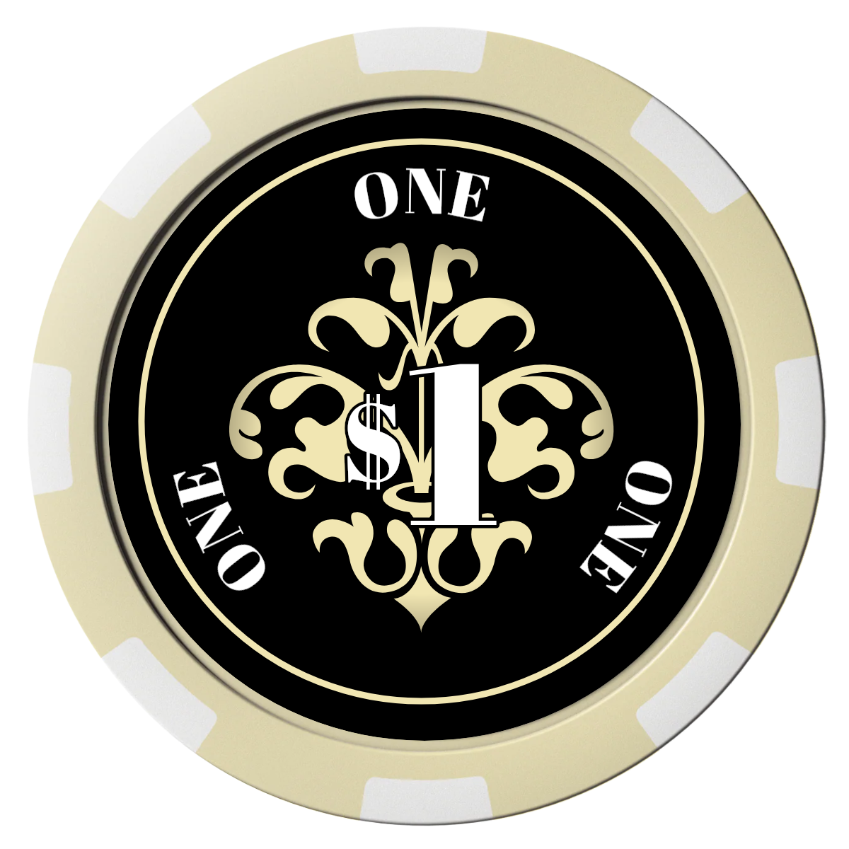 Gothic Revival Magnetic Composite Poker Chips - Ivory / 8 Spot - Back