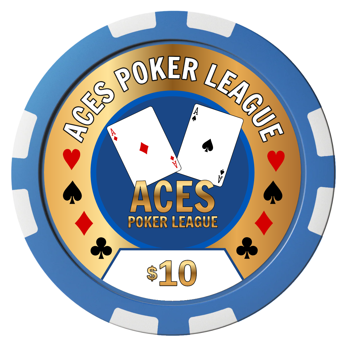 Aces Poker League Composite Poker Chips - Blue / 8 Stripe - Front
