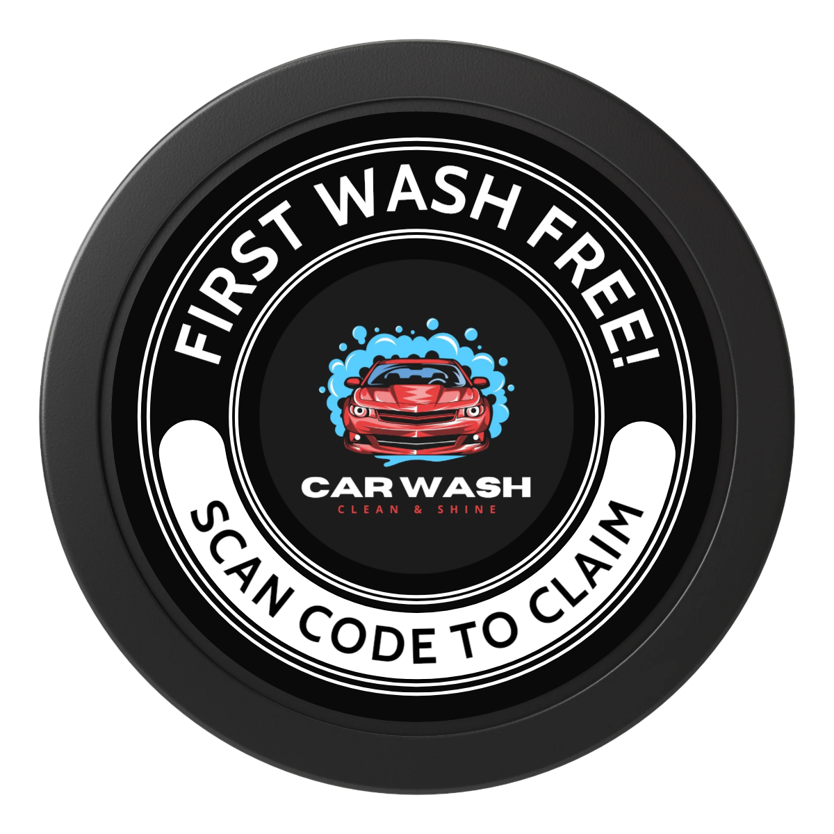Car Wash Promotion 2" Oversized Poker Chip - Custom Dealer Button & Card Protector - Black - Front