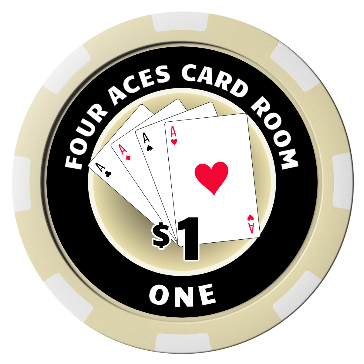 4 Aces Poker Room Magnetic Composite Poker Chips - Ivory / 8 Spot - Back
