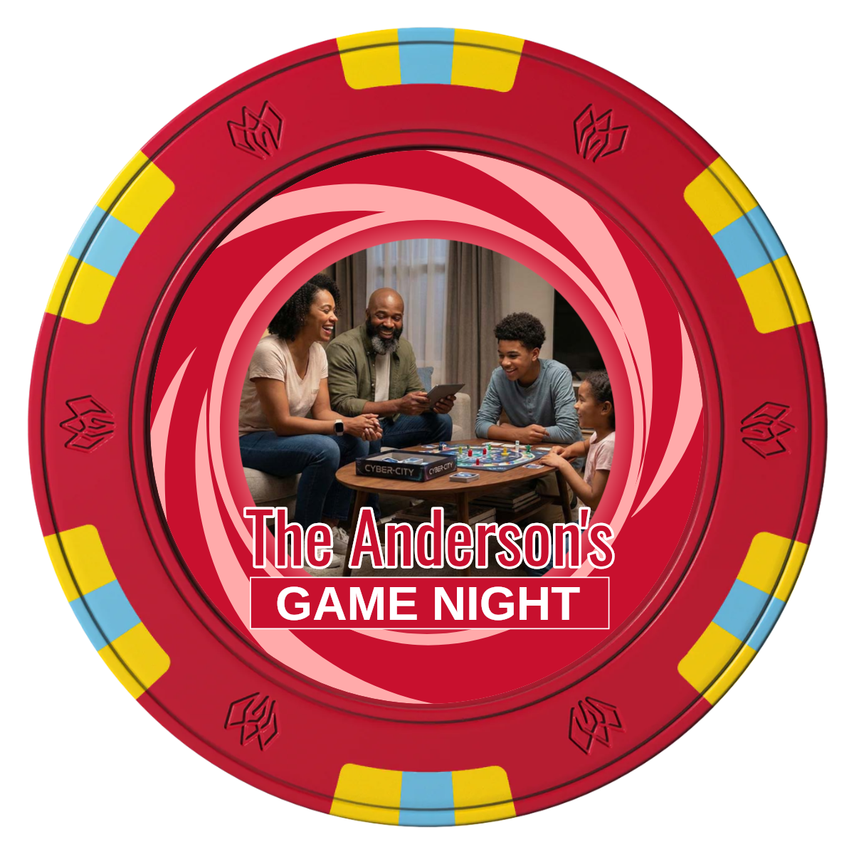 Anderson's Game Night Clay Poker Chips - Red / 6 Spot Gem / 40mm - Front
