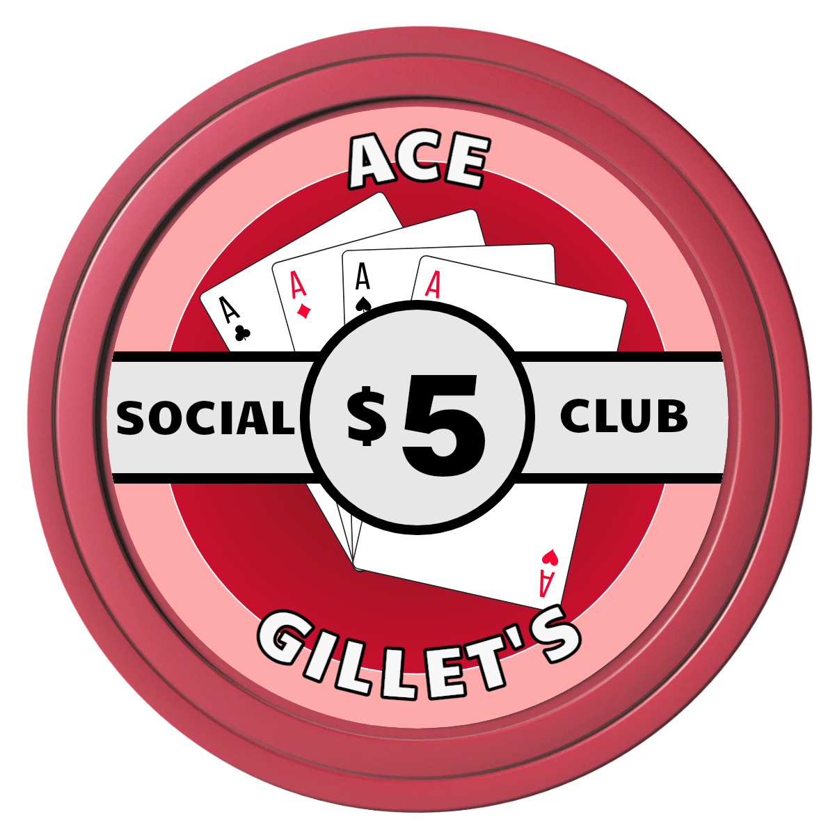 Ace Gillet's Composite Poker Chips - Red / Solid - Front
