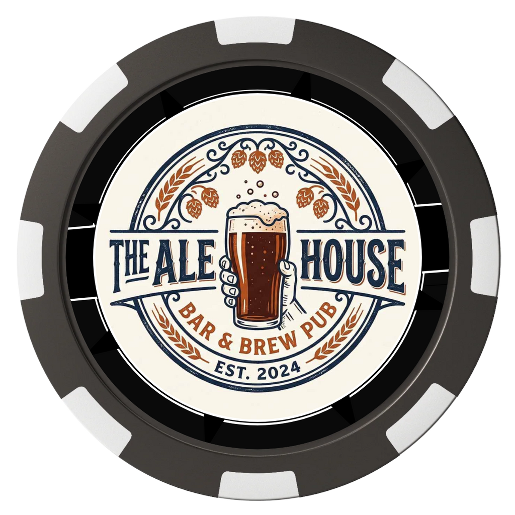Free Beer Drink Magnetic Composite Poker Chips - Black / 8 Spot - Back