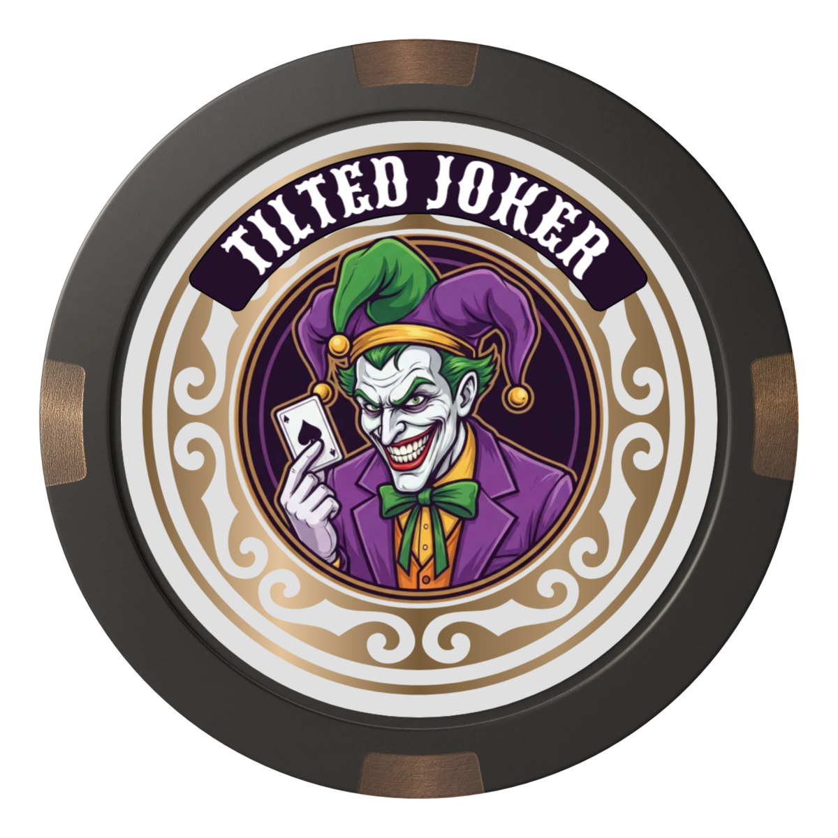 Tilted Joker Composite & Metal Hybrid Poker Card Protectors - Black - Front