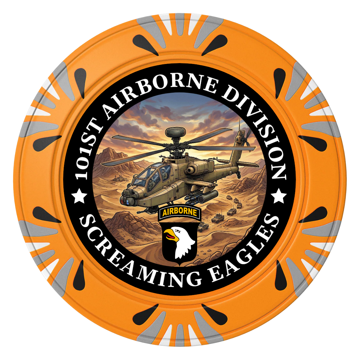 Army Airborne Clay Poker Chips - Orange / Macau / 40mm - Front