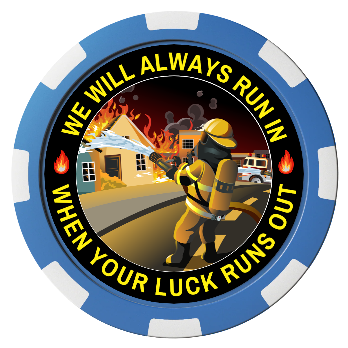 Firefighter Maltese Cross Magnetic Composite Poker Chips - Blue / 8 Spot - Front
