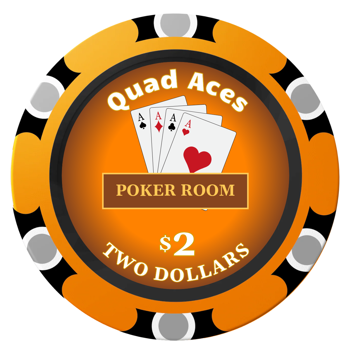 Quad Aces Clay Poker Chips - Orange / Monte Carlo / 40mm - Front