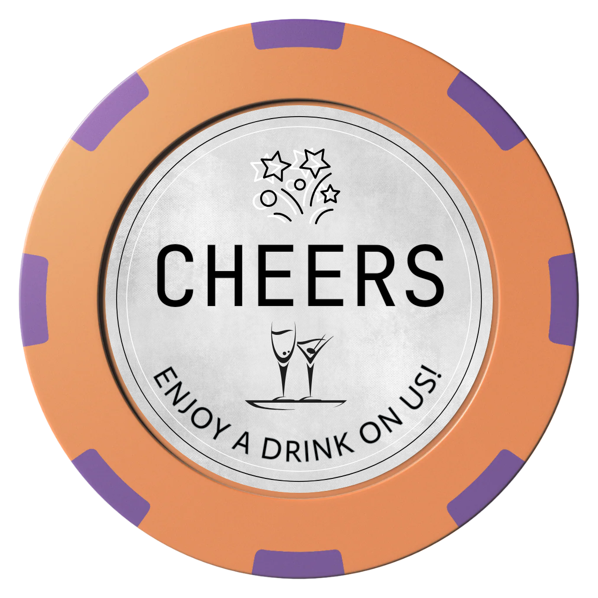 Chique Wedding Token Clay Poker Chips - Orange / 8 Spot (2 Tone) / 40mm - Front