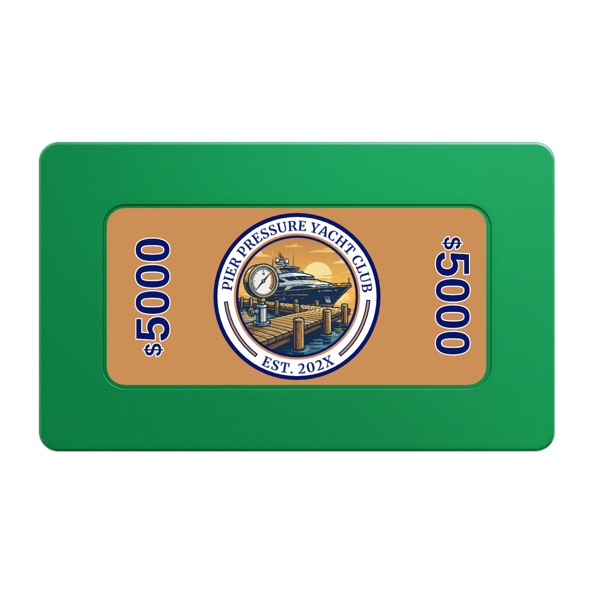 Anchor Down Card Room Rectangular Poker Chip Plaques - Green - Front