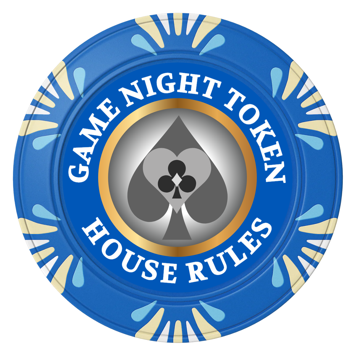 Stacked Suits Clay Poker Chips - Blue / Macau / 40mm - Front