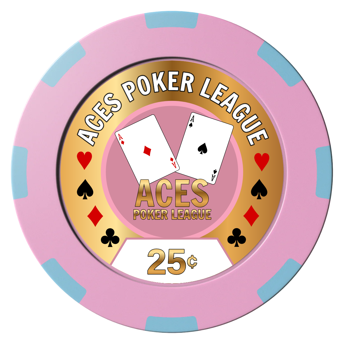 Aces Poker League Clay Poker Chips - Pink / 8 Spot (2 Tone) / 40mm - Front