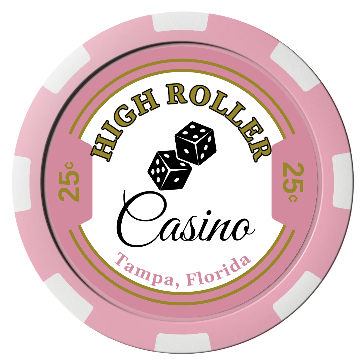 High Roller Casino Composite Poker Chips - Pink / 8 Spot - Front
