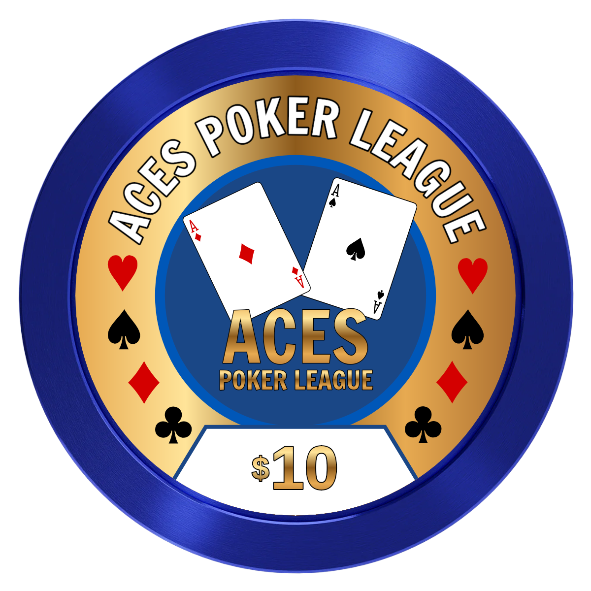 Aces Poker League Aluminum Poker Chips - Blue - Back