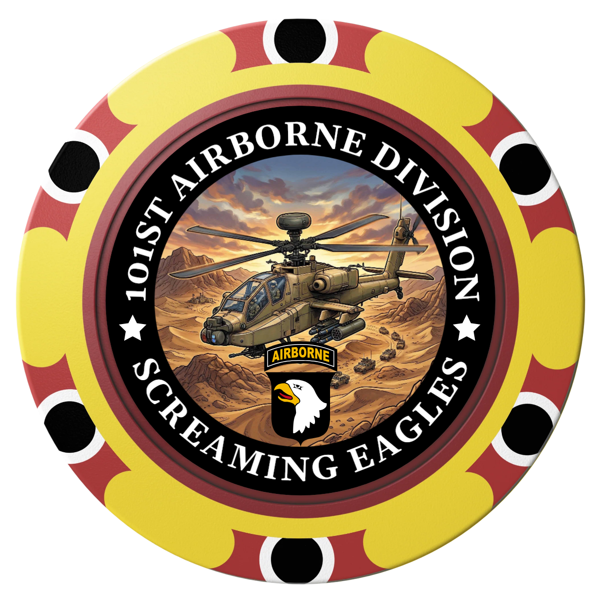Army Airborne Clay Poker Chips - Yellow / Monte Carlo / 40mm - Front