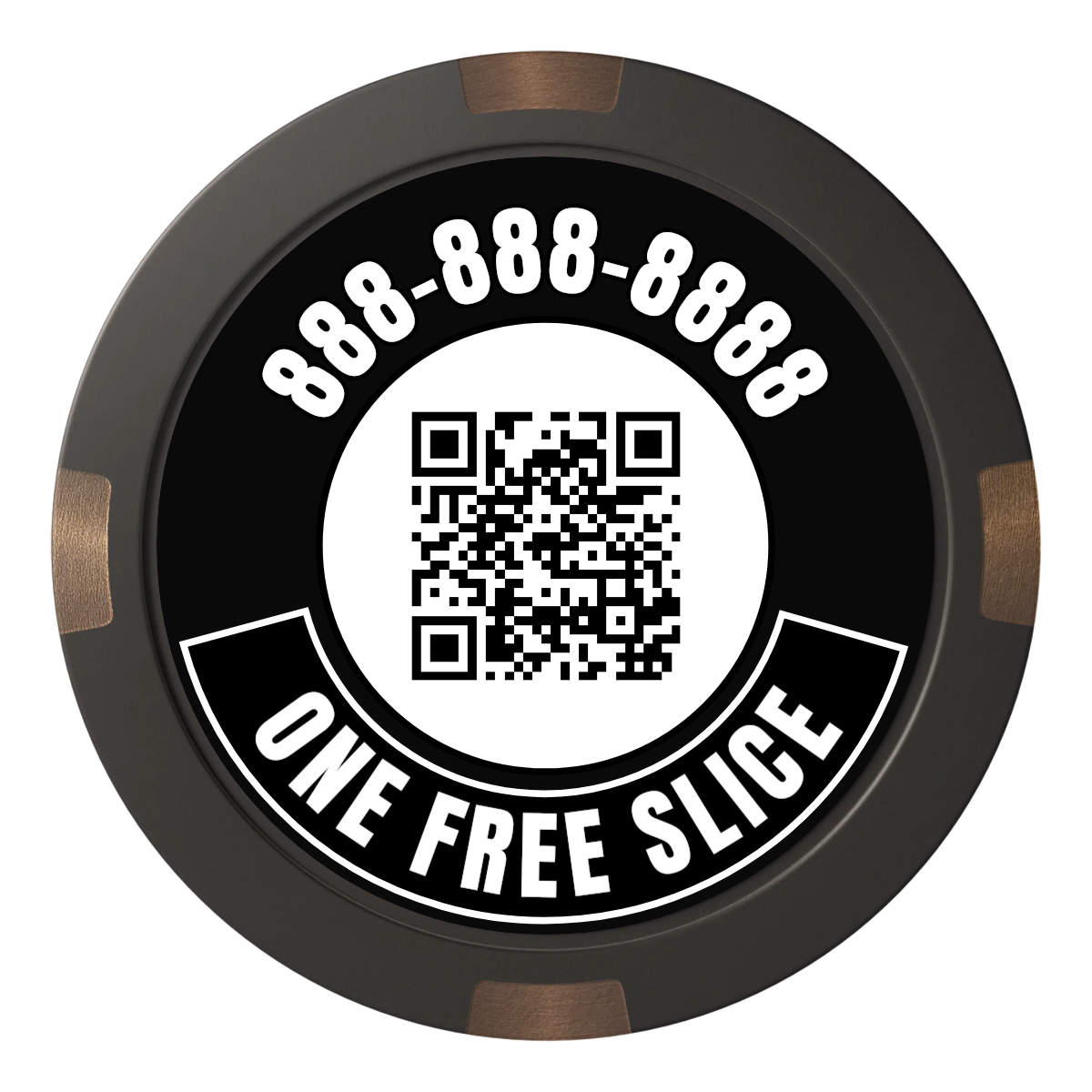 Brew Pub or Pizzeria with Logo Composite & Metal Hybrid Poker Chips - Black - Back