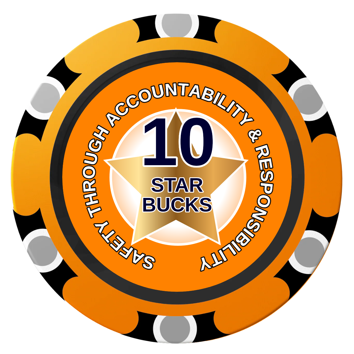 Safety Star Clay Poker Chips - Orange / Monte Carlo / 40mm - Front