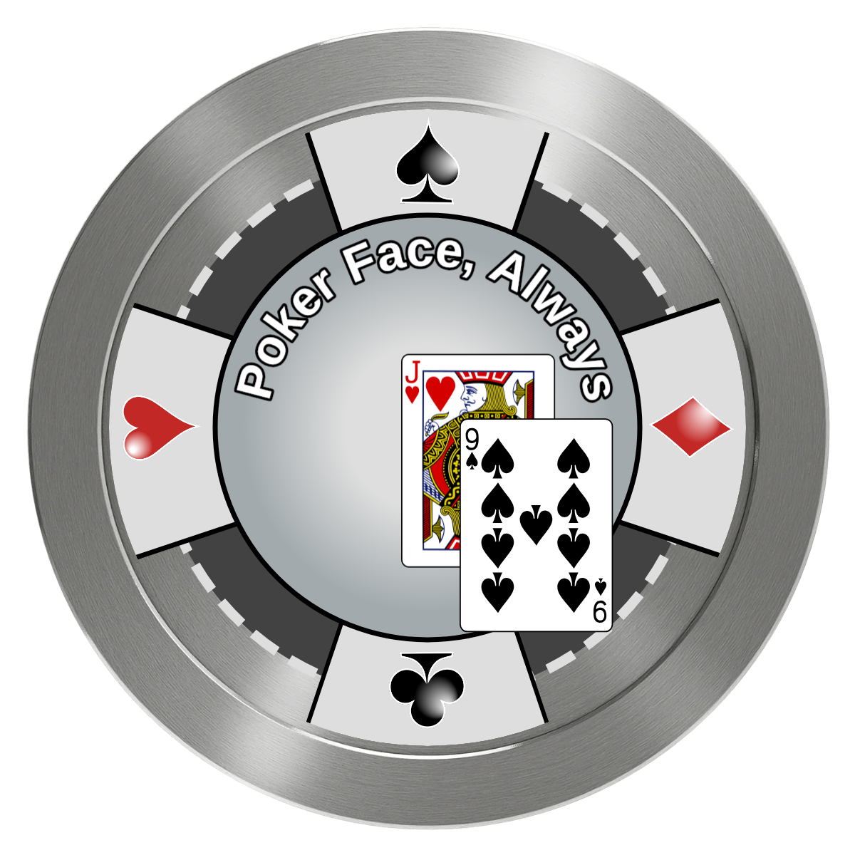 Jack Nine Card Room Aluminum Poker Card Guards - Silver - Front