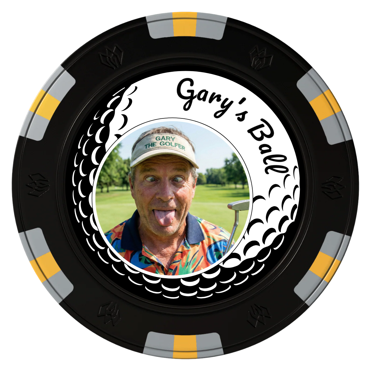 Gary's Ball Clay Poker Chips - Black / 6 Spot Gem / 43mm - Front