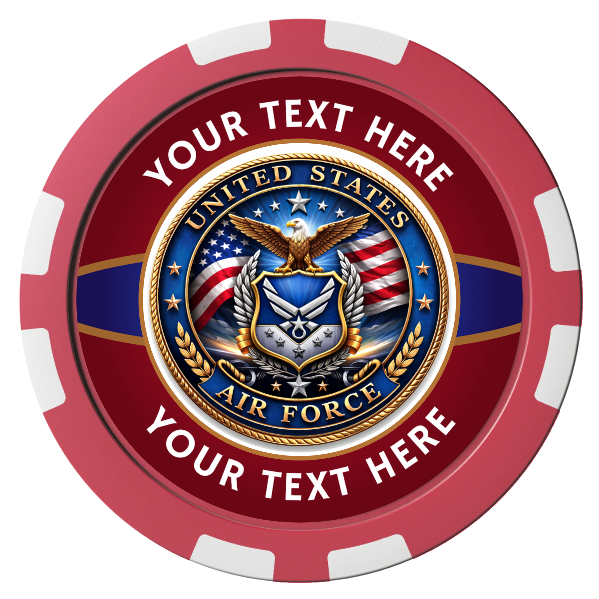 Air Force Composite Poker Chips - Red / 8 Stripe - Front