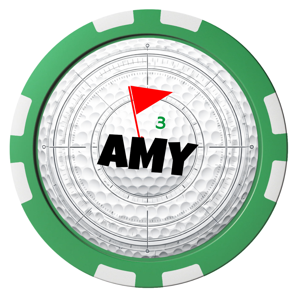 Ball Marcus Jr. Composite Poker Chips - Green / 8 Stripe - Front