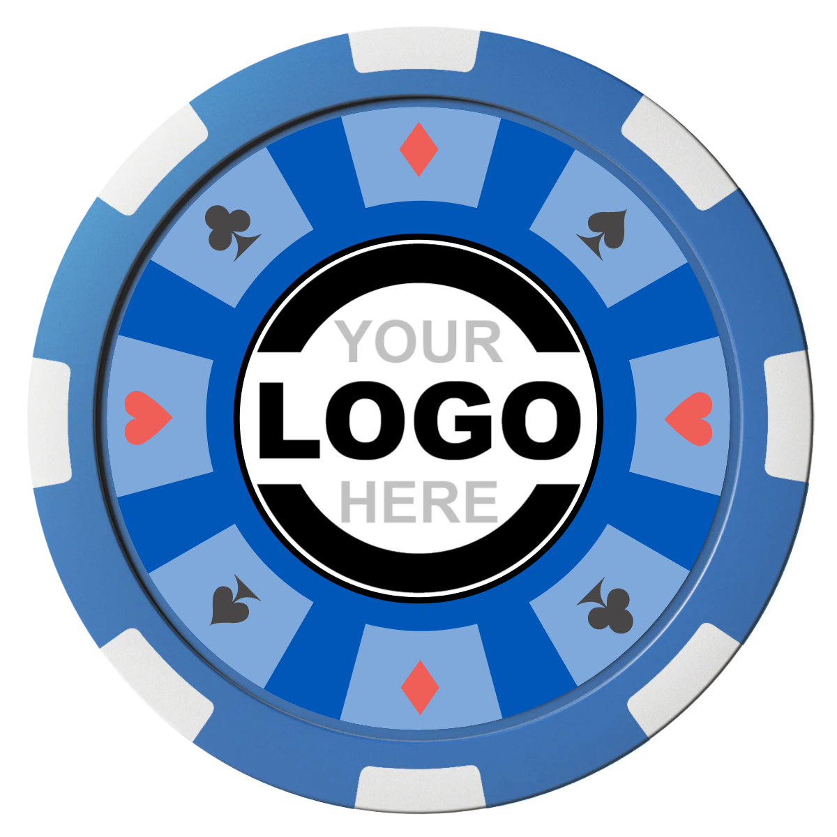 Suit 8 Your Logo Composite Poker Chips - Blue / 8 Spot - Front