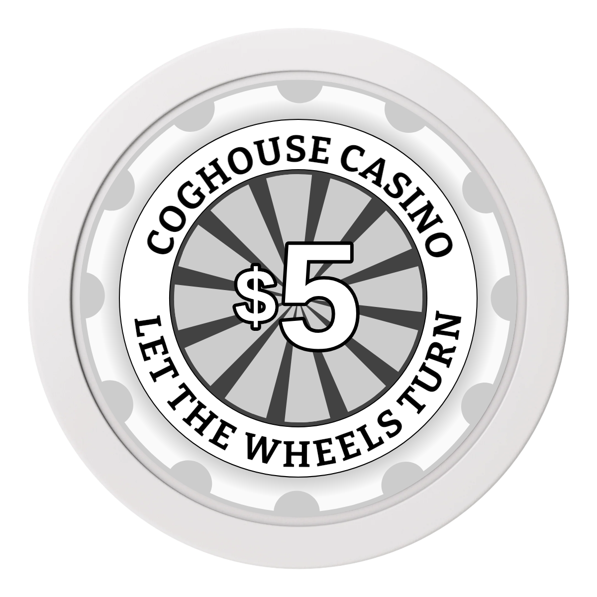 Cog House 2" Composite Dealer Button - White - Front