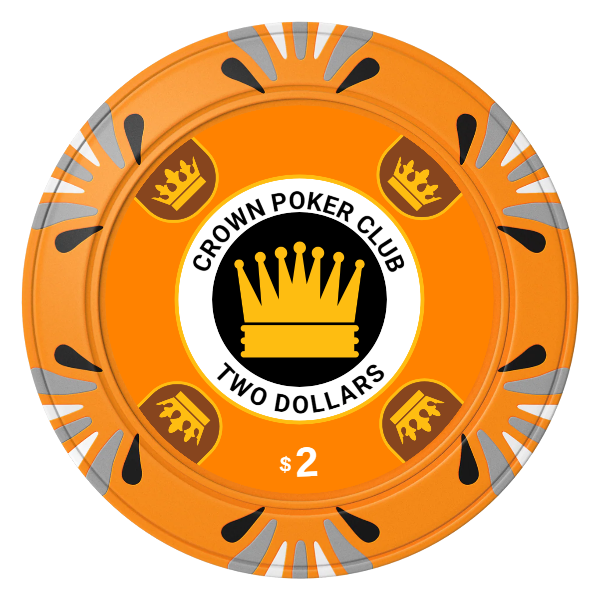 Crown Card Room Clay Poker Chips - Orange / Macau / 40mm - Front