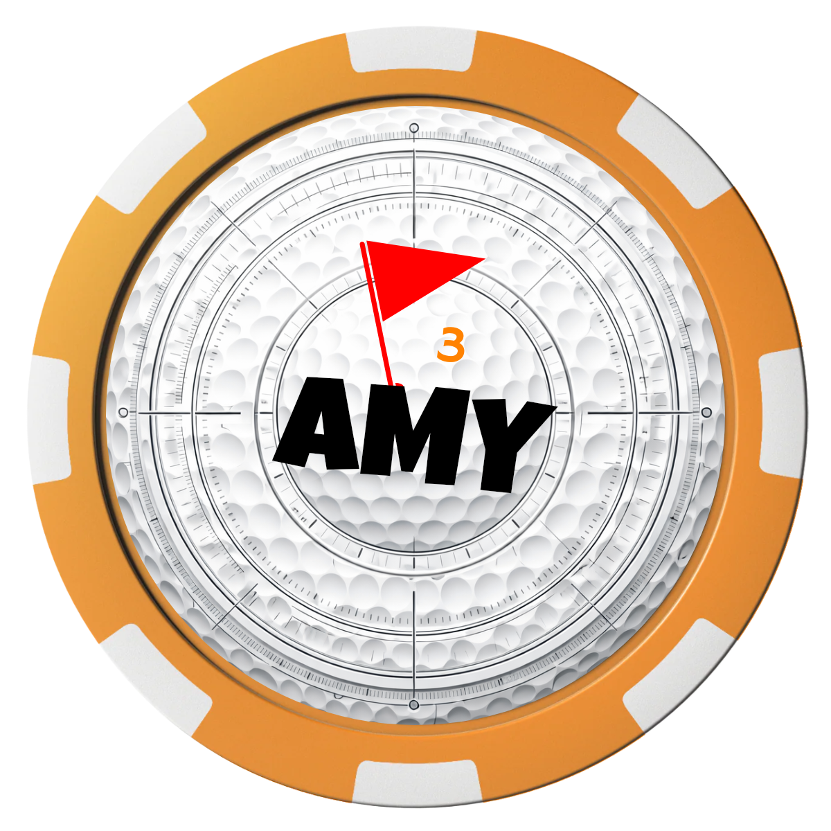 Ball Marcus Jr. Composite Poker Chips - Orange / 8 Spot - Front